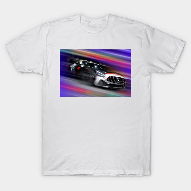 Speeding Mercedes AMG GT4 T-Shirt by DeVerviers